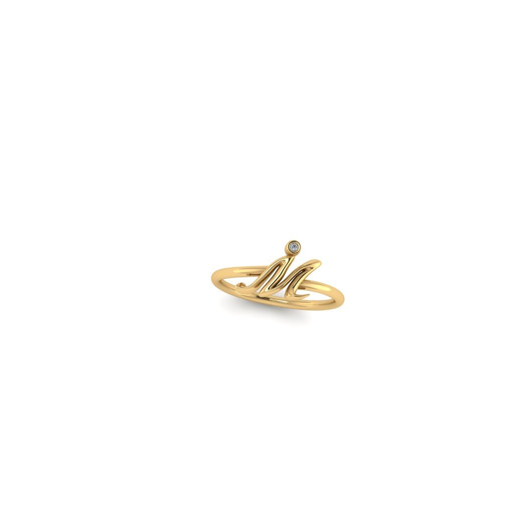 M initial gold ring