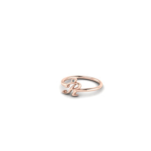 R initial gold ring